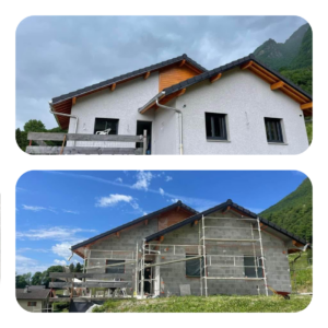 Enduit de façade sur maison neuve